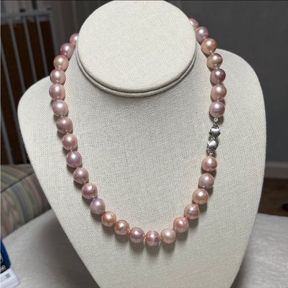 Huge Round 11.7- 12.28mm Edison Natural Purple Pink Pearl 17-18” Strand -New - Picture 3 of 10